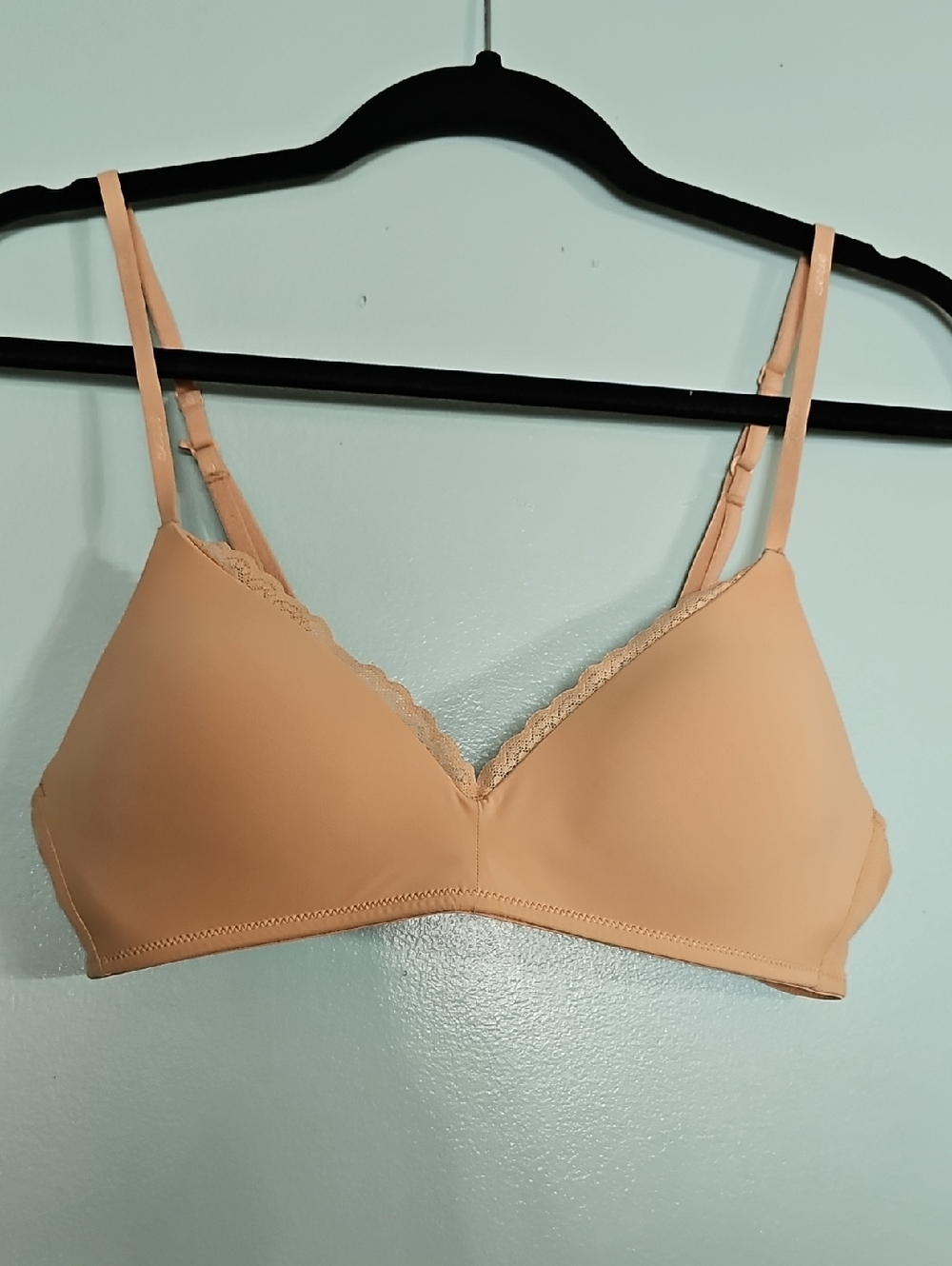 aerie Peach Lace-Trim Wireless T-Shirt Bra